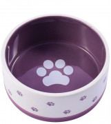МИСТЕР КРАНЧ (Mr.Kranch) Миска керамическая для собак нескользящая 360 мл, белая с фиолетовым