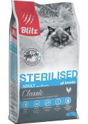 БЛИТЦ BLITZ Classic Adult Sterilised Cat сухой корм для стерилизованных кошек Курица
