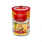 РОДНЫЕ КОРМА консервы для кошек Ягненок Кусочки в соусе по-крымски/ 410 гр