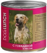 ДОГ ЛАНЧ консервы для собак Говядина с рисом в желе 750 гр