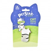 ПэтСтар (PetStar) Игрушка для кошек Лапка с мятой плюшевая, серая/черная, 3*6 см