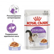 Royal Canin  пауч 85г Sterilised для стерилизованных кошек кусочки в желе Мясо
