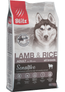 БЛИТЦ BLITZ Sensetive сухой корм для взрослых собак ягненок с рисом 