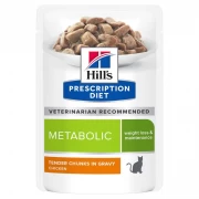 ХИЛЛС Prescription Diet Metabolic пауч для кошек для коррекции веса с курицей 85г
