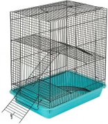ХОУМ ПЭТ Клетка №3 трехэтажная для грызунов, бирюзовая, 33 х 24 х 38 см