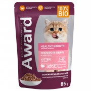 АВАРД Пауч Healthy growth для котят от 1 месяца кусочки в соусе с индейкой 85г