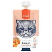 ВАНПИ WANPY Лакомство для кошек Мясной мусс из лосося и курицы с морковью 90г