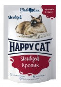 ХЭППИ КЭТ пауч STERILIZED для взрослых стерилизованных кошек Кролик в соусе/ 100 гр