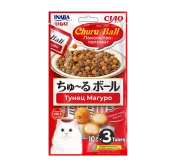 ИНАБА INABA CIAO BALL лакомство топпинг для кошек шарики с кремовой начинкой Тунец Магуро 10г * 3шт 