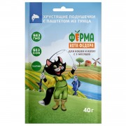 МНЯМС Лакомство Ферма кота Федора хрустящие подушечки для кошек и котят с паштетом из тунца 40г