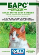 АВЗ БАРС КЛАССИК капли против блох и клещей для кошек (уп-ка 3 пипетки по 1,0мл)