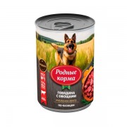 РОДНЫЕ КОРМА консервы для собак Говядина с овощами по-Казацки