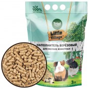 ТРИОЛ Наполнитель для мелких животных березовый, 3л, серия LITTLE VILLAGE