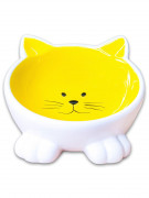 МИСТЕР КРАНЧ (Mr.Kranch) Миска керамическая для кошек Мордочка кошки на ножках 100 мл, желтая