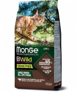 МОНЖ NATURAL CAT BWILD GRAIN FREE сухой корм для крупных кошек всех возрастов из мяса Буйвола 1,5 кг